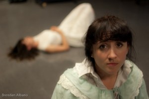 Spring Awakening Rehearsal-9 Right to left: Wendla (Tich Wilson), Ilsa (Odessa Cadieux-Rey). Photo by Brendan Albano.